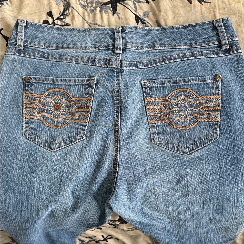 Christopher & Banks Light Blue Embroidered Boot Cut Jeans